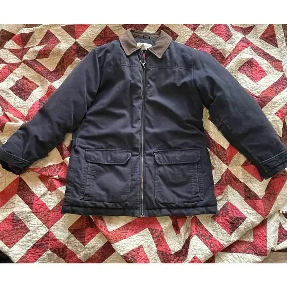 Vintage Eddie Bauer Jacket Mens XL Tall Navy Goose Down Chore Barn Coat Quilted - Picture 13 of 15